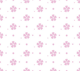 Seamless pattern. Cute pattern with colorful pink flowers. Flower pattern. Floral texture pastel color for design, textile, fabric, paper, wallpaper, scrapbooking, cards, wrapping, vector