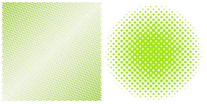 Conjunto de fondos abstractos de trama de semitonos con puntos y cuadrados
