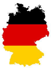 Fototapeta premium Silhouette of the map of Germany with the country's flag