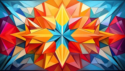 Obraz premium a vibrant geometric design of multifaceted shapes in a variety of colors