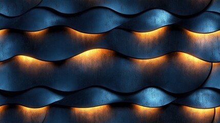 Obraz premium Dynamic abstract pattern featuring repeating wave-like shapes. Ideal for backgrounds, textures, and graphic design applications. Versatile and modern.
