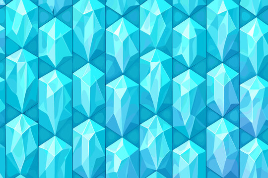 Seamless geometric crystal pattern in blue tones