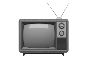 Vintage Television Set in Retro Style with Monochromatic Color Scheme and Soft Lighting on Isolated White Background for Nostalgic Advertising