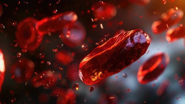 Video A cluster of red blood cells suspended in mid-air, surrounded by nothingness
