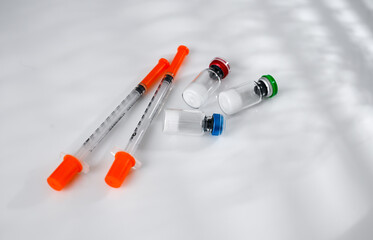 Close up of Glass Vials with Lyophilized Peptides