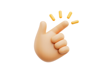 Hand pointing with finger in 3D illustration with warm glow and soft lighting on white background for web icon