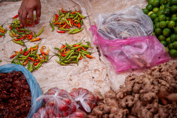 Fresh Produce for sale at a market stall in Luang Prabang, Laos