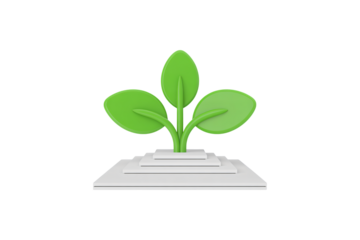Sprouting plant in simple flat illustration style with green and gray colors on white background for environmental awareness