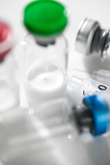 Close up of Glass Vials with Lyophilized Peptides