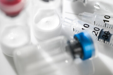 Close up of Glass Vials with Lyophilized Peptides