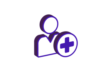 Add new user icon with plus symbol, representing account creation, onboarding, and expanding digital presence for modern applications