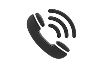 Modern black phone icon with signal waves, perfect for business communication, contact, and customer service visuals