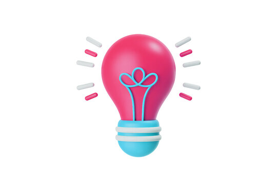 Vibrant 3D lightbulb bursting with creative ideas, innovation, and bright solutions for business growth and forward-thinking concepts