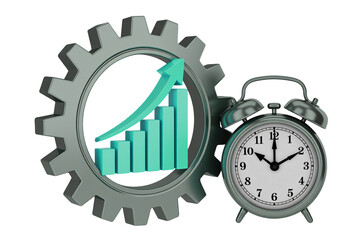 Time for Success: Rising business graphs and clock illustration, symbolizing growth, efficiency, and deadlines for your next project
