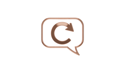 Elegant rose gold refresh symbol inside speech bubble, perfect for digital marketing, app design, or website development