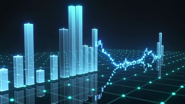 Vivid holographic skyline with vibrant technological elements