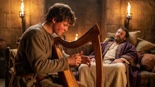 David Playing the Harp Before King Saul