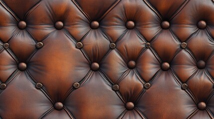 Fototapeta premium A luxurious close-up shot of a leather sofa featuring a prominent diamond pattern of tufted cushions. The image highlights the texture and design of the furniture.