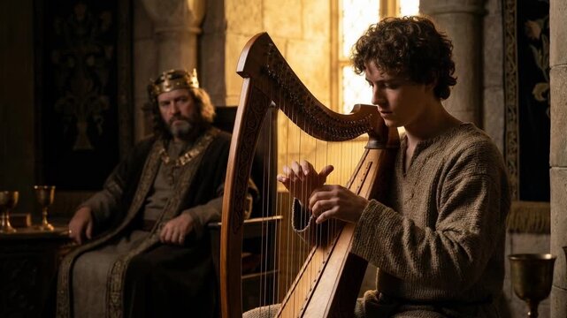David Playing the Harp Before King Saul