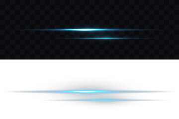 Png Glowing horizontal blue light line with radiant shine and beam effect. Blue optical lens flares light moving from left to right. Blue line light glow with sparkle and flare shine. Laser beams png.