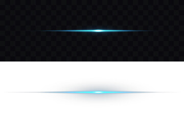 Magic flash laser strip divider with glitter shimmer design. Optical lens flare effect. Png Glowing horizontal blue light line with radiant shine and beam effect. Png illustration. Laser beams png.