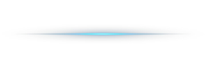 Horizontal Rays of blue light on transparent background. Horizontal turquoise neon streak effect isolated on transparent background. Blue line light glow with sparkle and flare shine. Laser beams png.