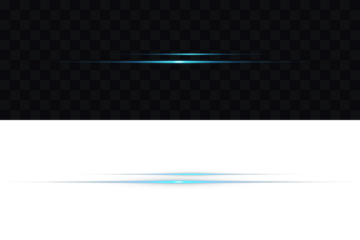 Magic flash laser strip divider with glitter shimmer design. Futuristic energy streak with shimmer, flare, and neon glow. Horizontal turquoise neon streak effect isolated on transparent background.