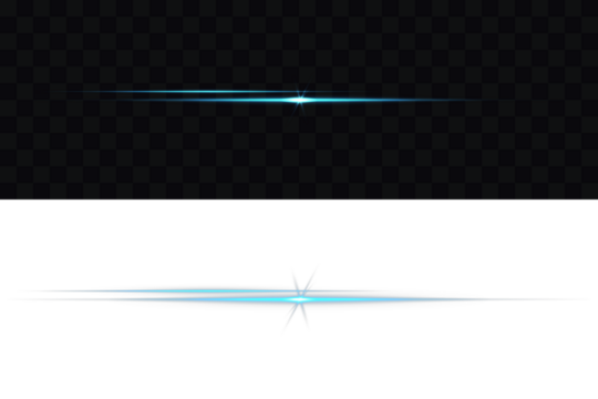 Magic flash laser strip divider with glitter shimmer design. Png illustration. Optical lens flare effect. Horizontal turquoise neon streak effect isolated on transparent background. Laser beams png. - Powered by Adobe