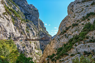 The amazing Gorges de Galamus, Galamus Gorge, Aude, Eastern Pyrenees - Languedoc Roussillon, France.
