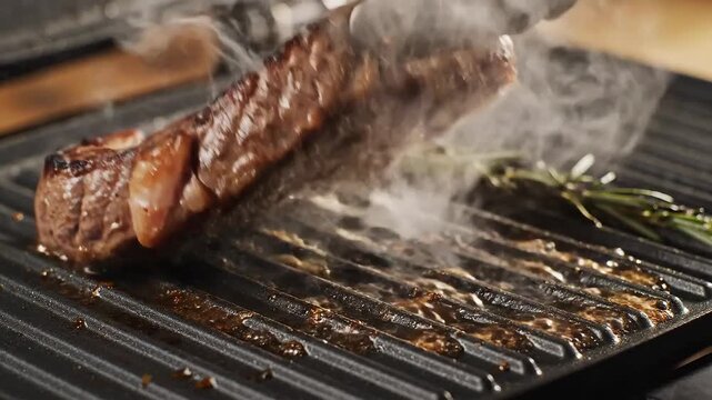 Juicy Steak Sizzling on the Grill A Culinary Delight.