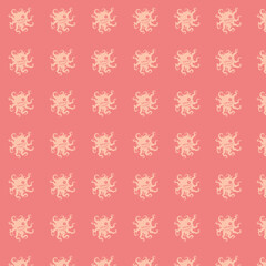 Playful Octopus Pattern on Coral Background