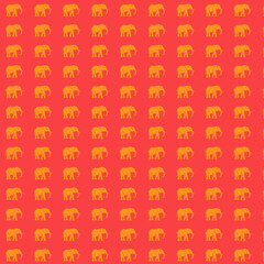 Repeating Elephant Pattern on Red Background