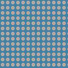 Repeating Floral Pattern on Blue Background