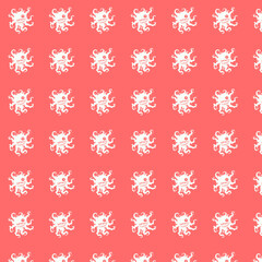 Whimsical Octopus Pattern on Coral Background