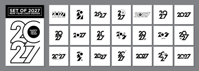 Set of Happy new year 2027 logo design.