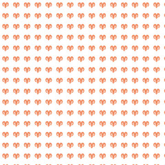 Repeating Pattern of Coral Hearts on White Background
