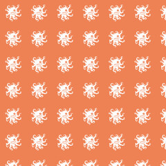 Whimsical Octopus Pattern on Orange Background
