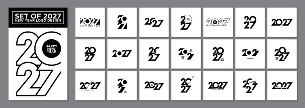 Set of Happy new year 2027 logo design.