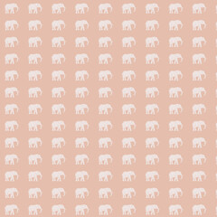 Elephant Pattern, Repeating Silhouette Design on Peach Background