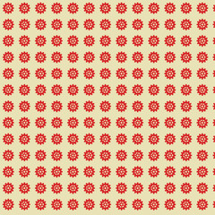Red Gear Pattern on Beige Background