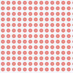 Repeating Red Gear Pattern on White Background
