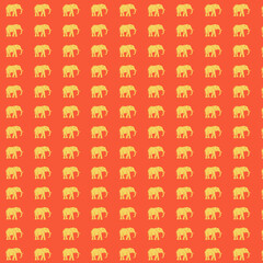 Repeating Elephant Pattern on Coral Background