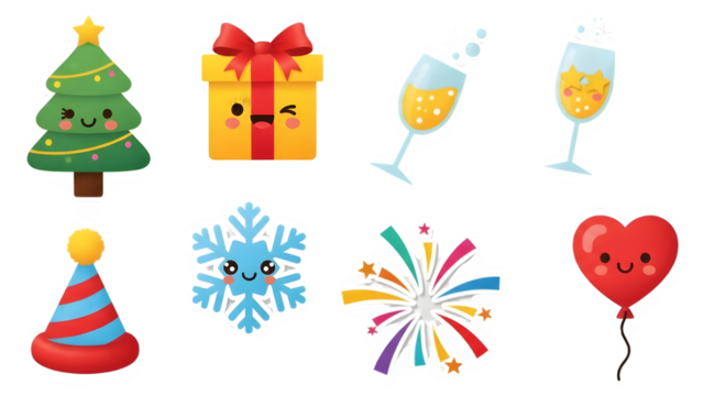 set of party hats isolated on transparent background