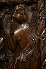 A Sixteenth Century wood carving of Eve