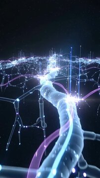 Extensive data structure spanning horizon with glowing connection points