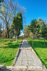 The scenic view of the memorial tomb of Mülayim Dede ( Dedebali), who lived and died in Tavşanlı, Turkey 
