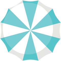 Beach umbrella vector. Summer sun parasol for sunshade icon. Isolated top view illustration. Outdoor striped resort, pool, patio accessory on white background