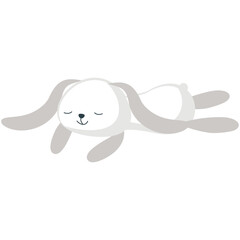 Rabbit sleep vector. Bunny sleeping cartoon icon. Isolated lazy hare animal asleep illustration on white background