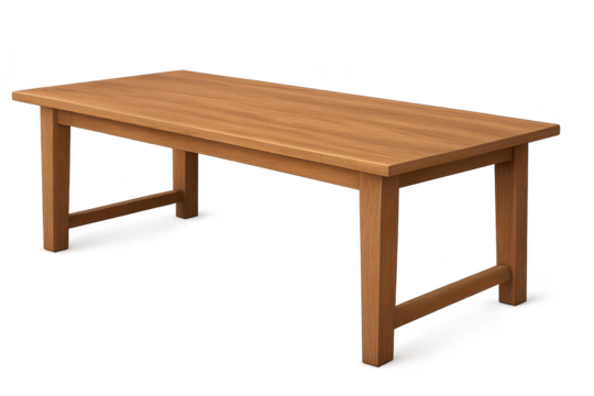 Wooden table isolated on transparent background, furniture illustration design