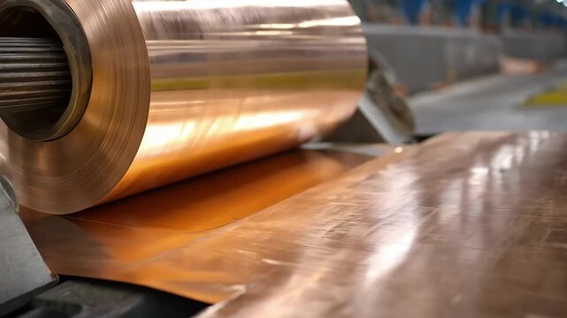 Medium shot showing mechanical brushing of rolled copper surface effectively eliminating tough oxide layers during mill scale cleaning process